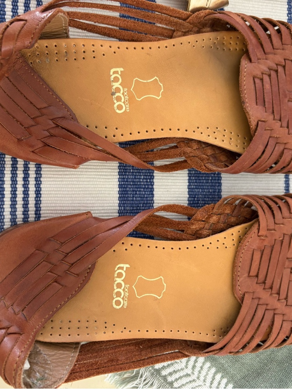 Tacco Brown Woven Leather Sandals